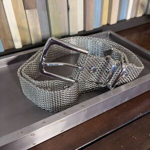 Sterling plated Mesh belt, 34-37” waist, 39” tip to tip